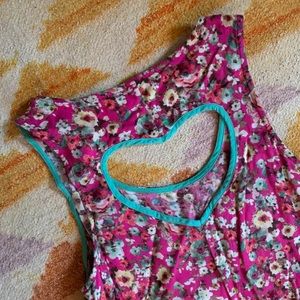 Heart cutout pink floral dress